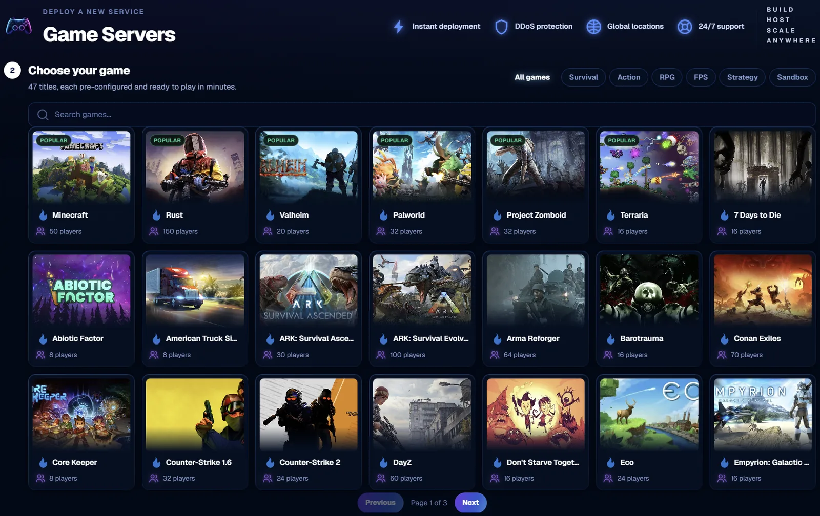 Game picker with Minecraft, Rust, Valheim, Palworld and more